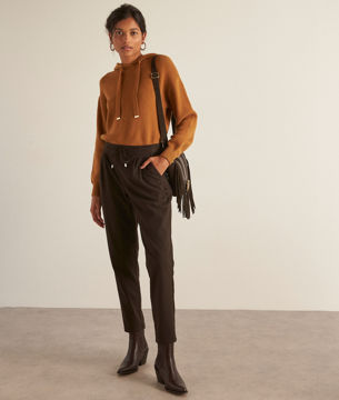Picture of FLYNN BROWN FLUID CARROT TROUSERS